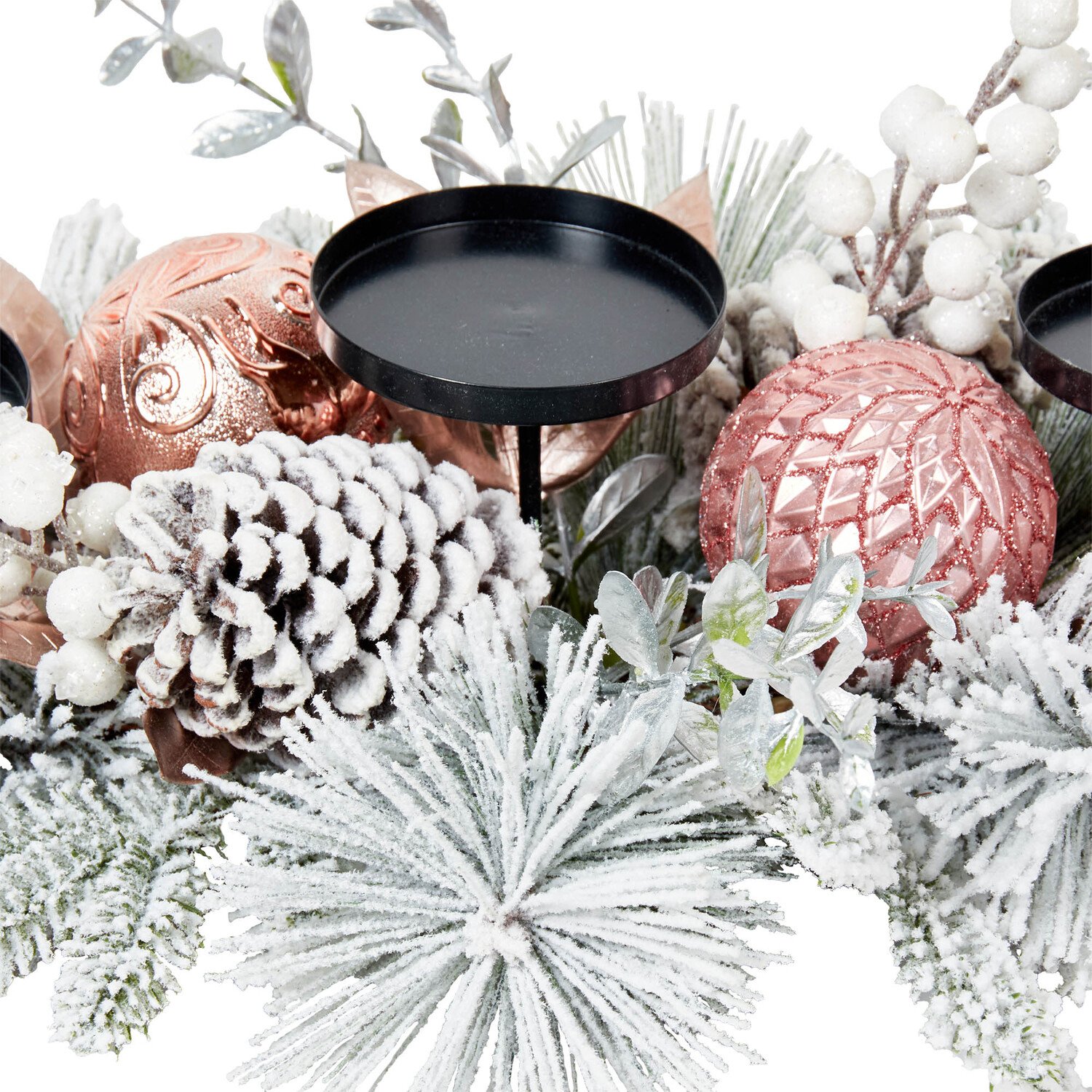 Frosted Dusky Rose Bauble Candle Holder - Dusky Rose Image 2