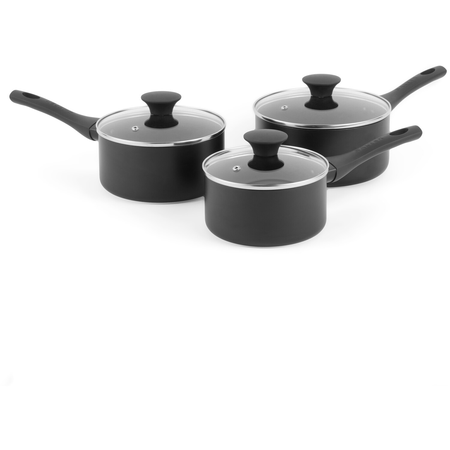Set of 3 Salter Premium Essentials Saucepans - Black Image 3