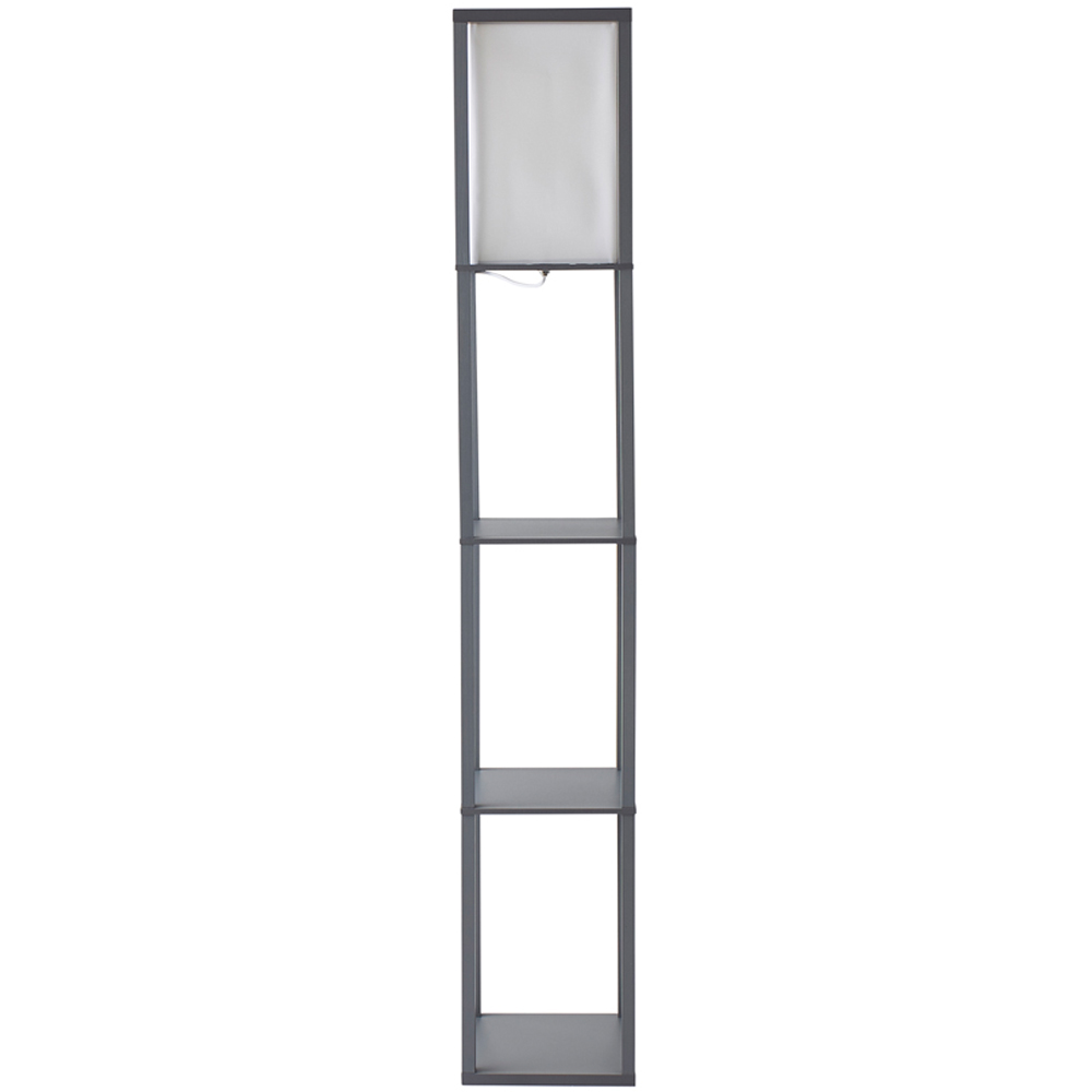ValueLights Struttura 3 Shelf Grey Wooden Floor Lamp Image 1