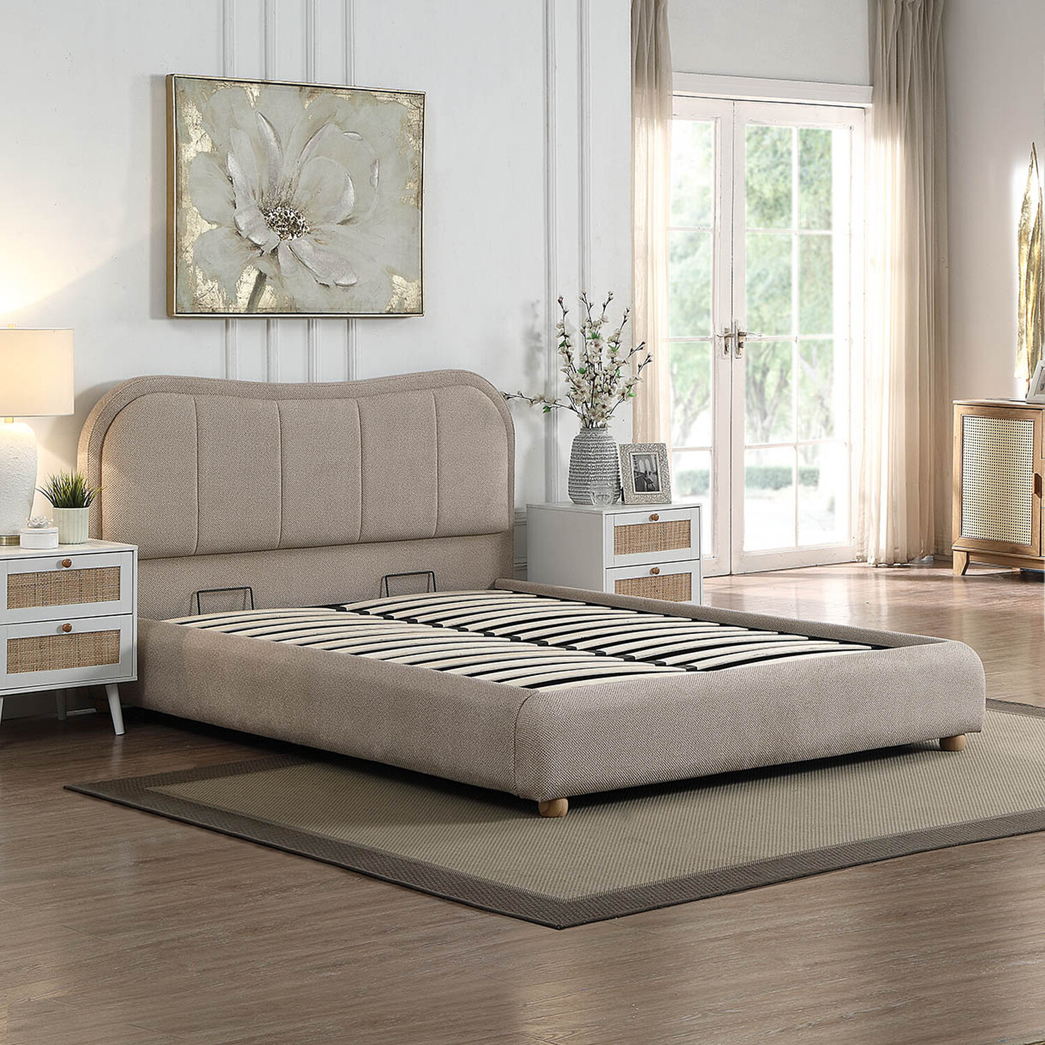 Sienna Ottoman Bed Taupe King Image 2