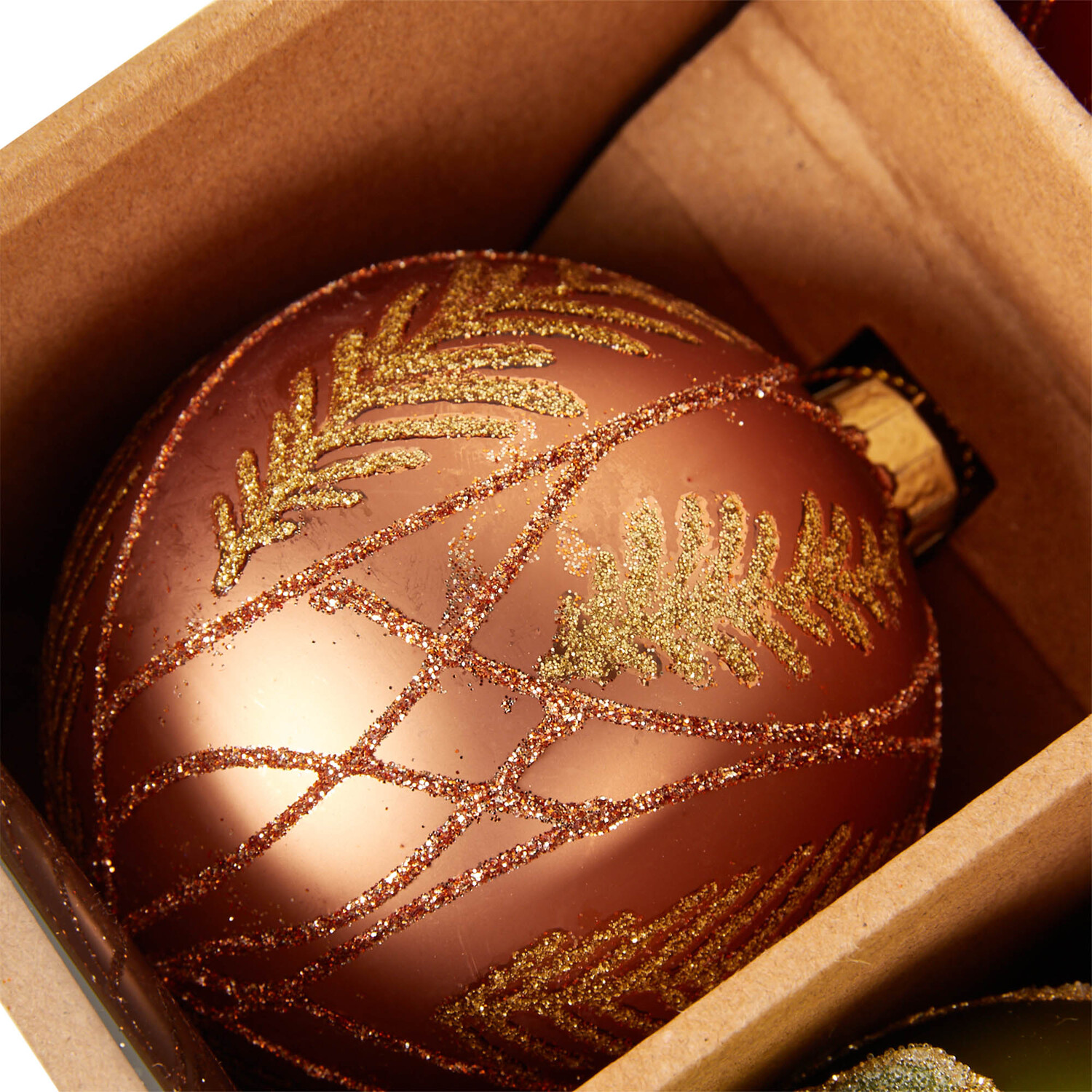 Set of 12 Amber Charm Baubles Glass Image 6