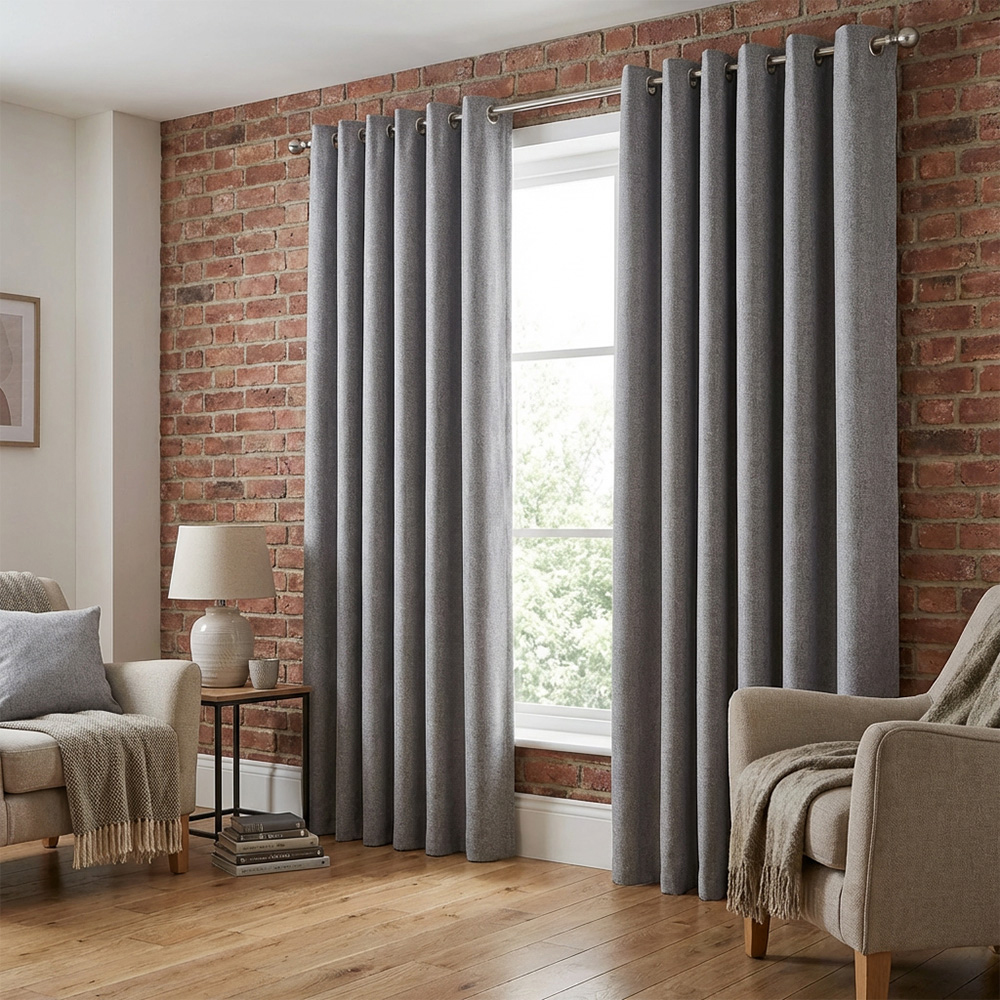 My Home Taylor Silver Blackout Eyelet Curtains 229cm Image 2