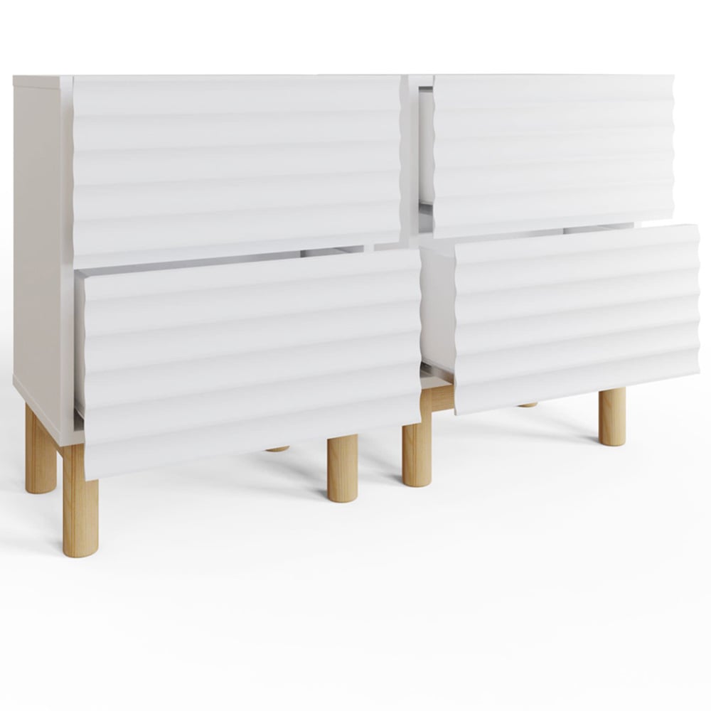 GFW Karla 2 Drawer White Ribbed Bedside Table 2 Pack Image 7
