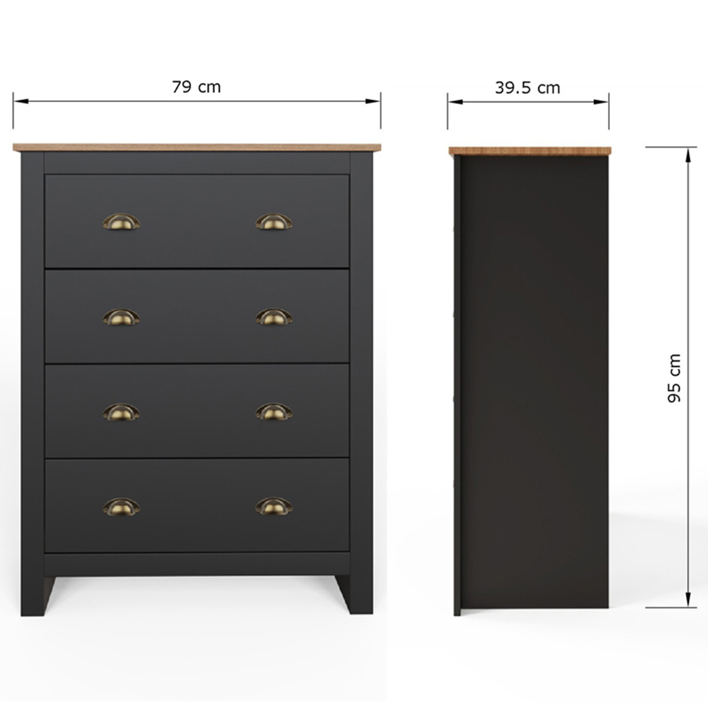 GFW Lancaster 3 Piece Black and Oak Bedroom Set Image 9