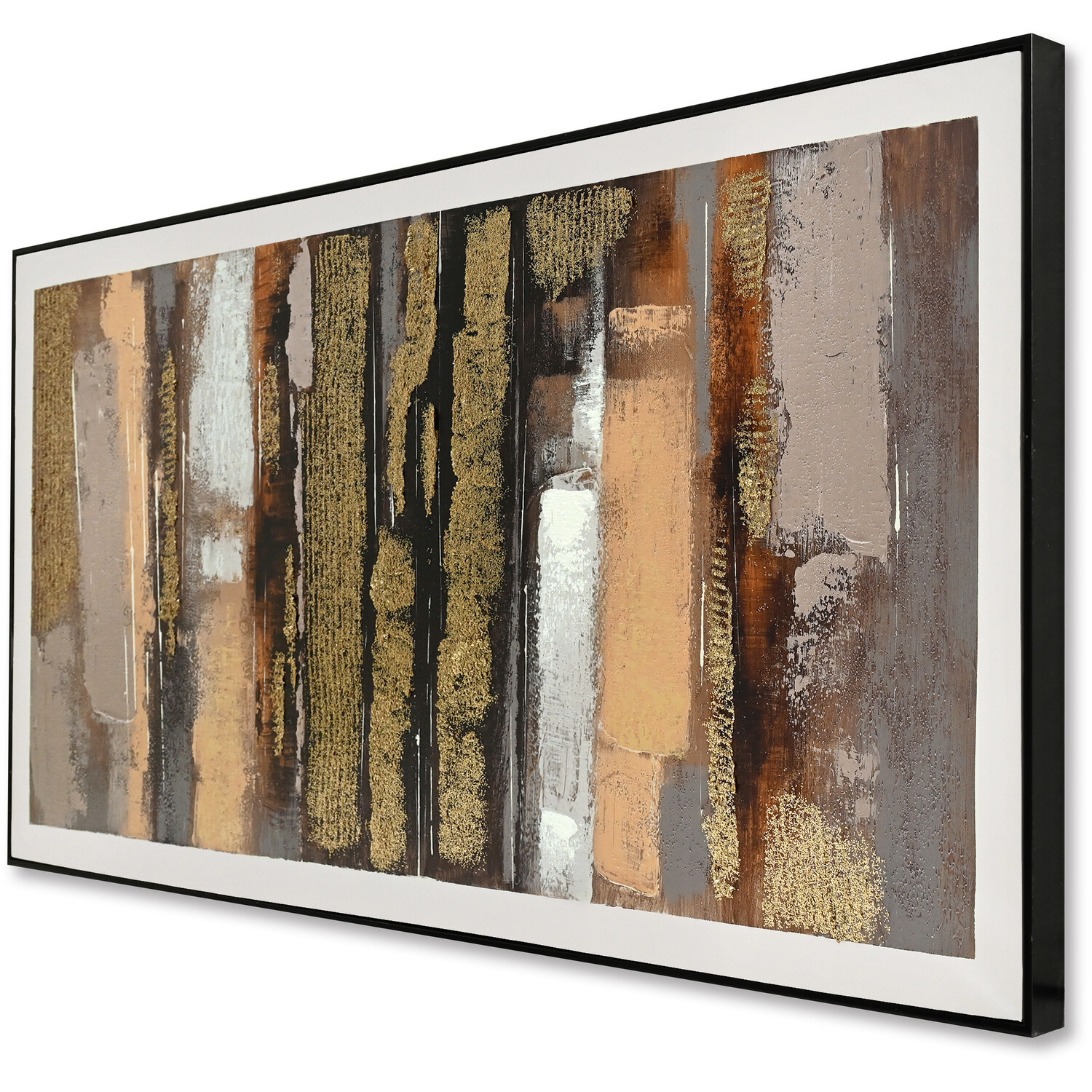 Bronze Effect Abstract Canvas - Multicolour Image 2