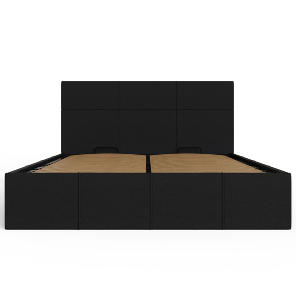 GFW King Size Black Faux Leather Side Lift Ottoman Bed with Bonnell Mattress Image 4