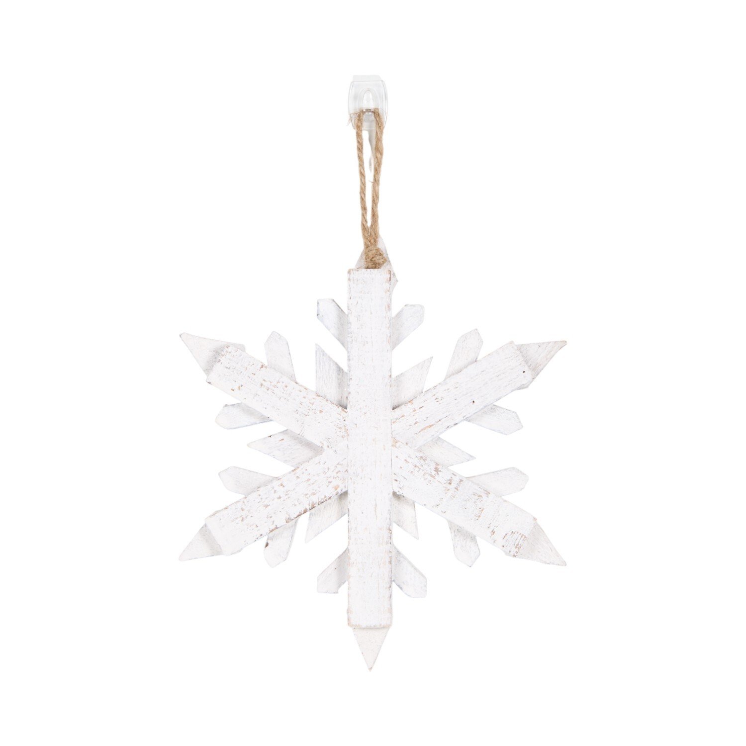 White Scandi Wooden SnowflakeWhite Image 3
