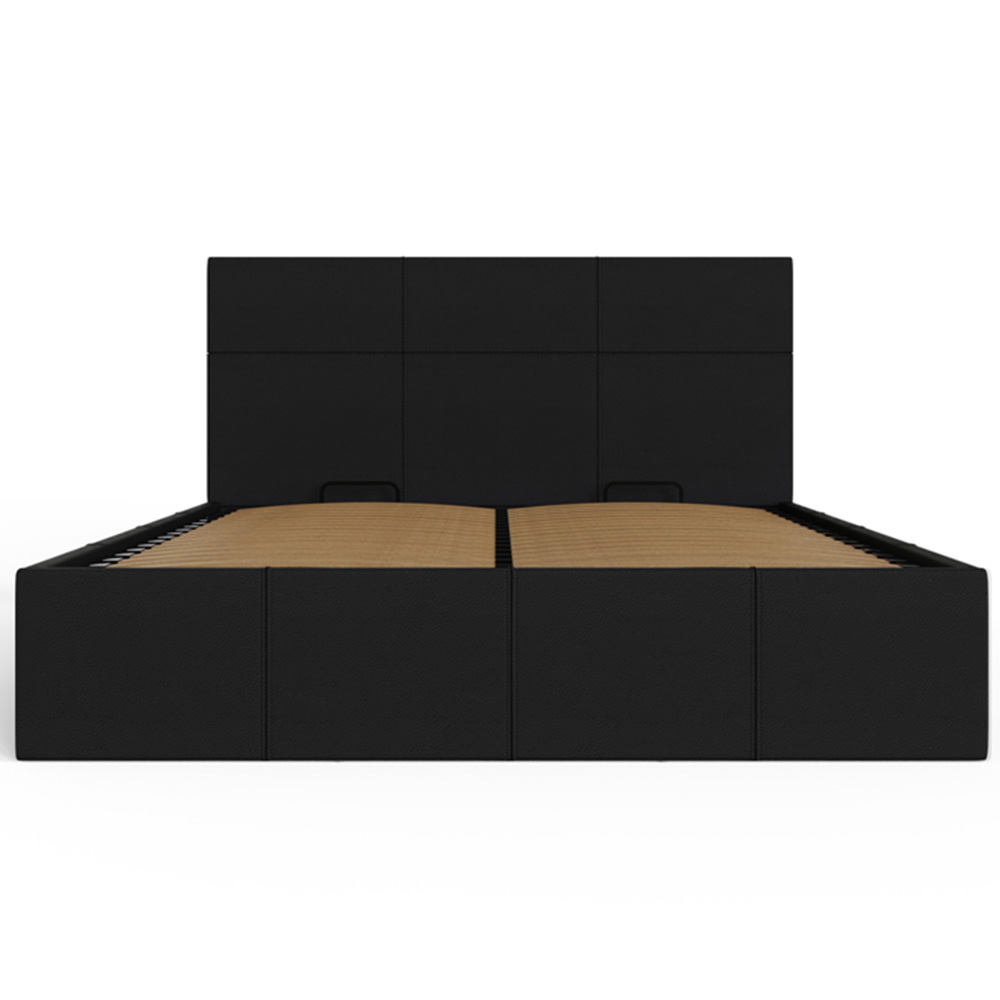 GFW Double Black Faux Leather Side Lift Ottoman Bed with Bonnell Mattress Image 4