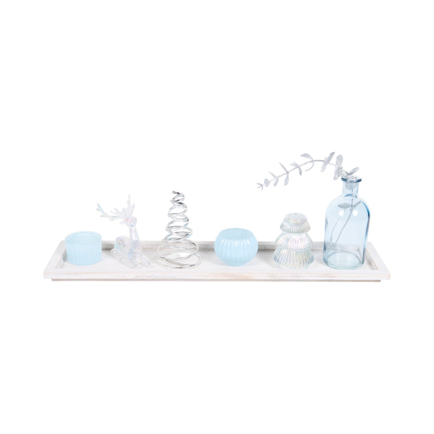 Elegant Shimmer Candle Tray Blue Image 2