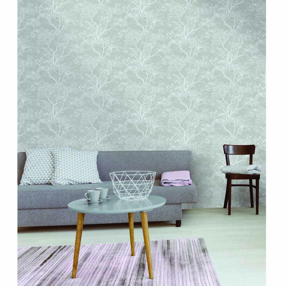 Holden Decor Whispering Trees Grey Glitter Wallpaper Image 3