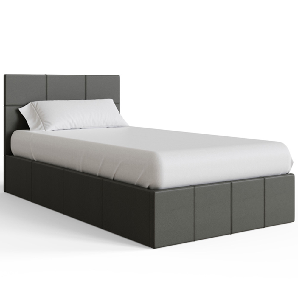 GFW Single Grey Faux Leather Side Lift Ottoman Bed with Bonnell Mattress Image 4