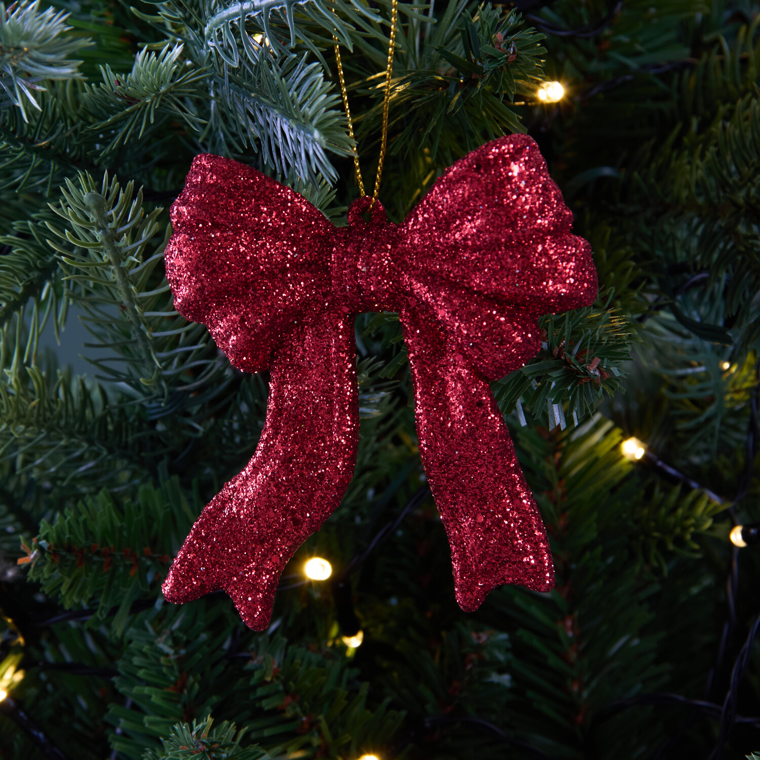 Set of 2 Glitter Bow Tree Decorations Image 2