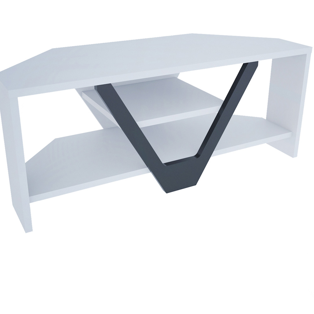 Decorotika Karin 2 Sheld Black and White Modern Corner TV Unit Image 5