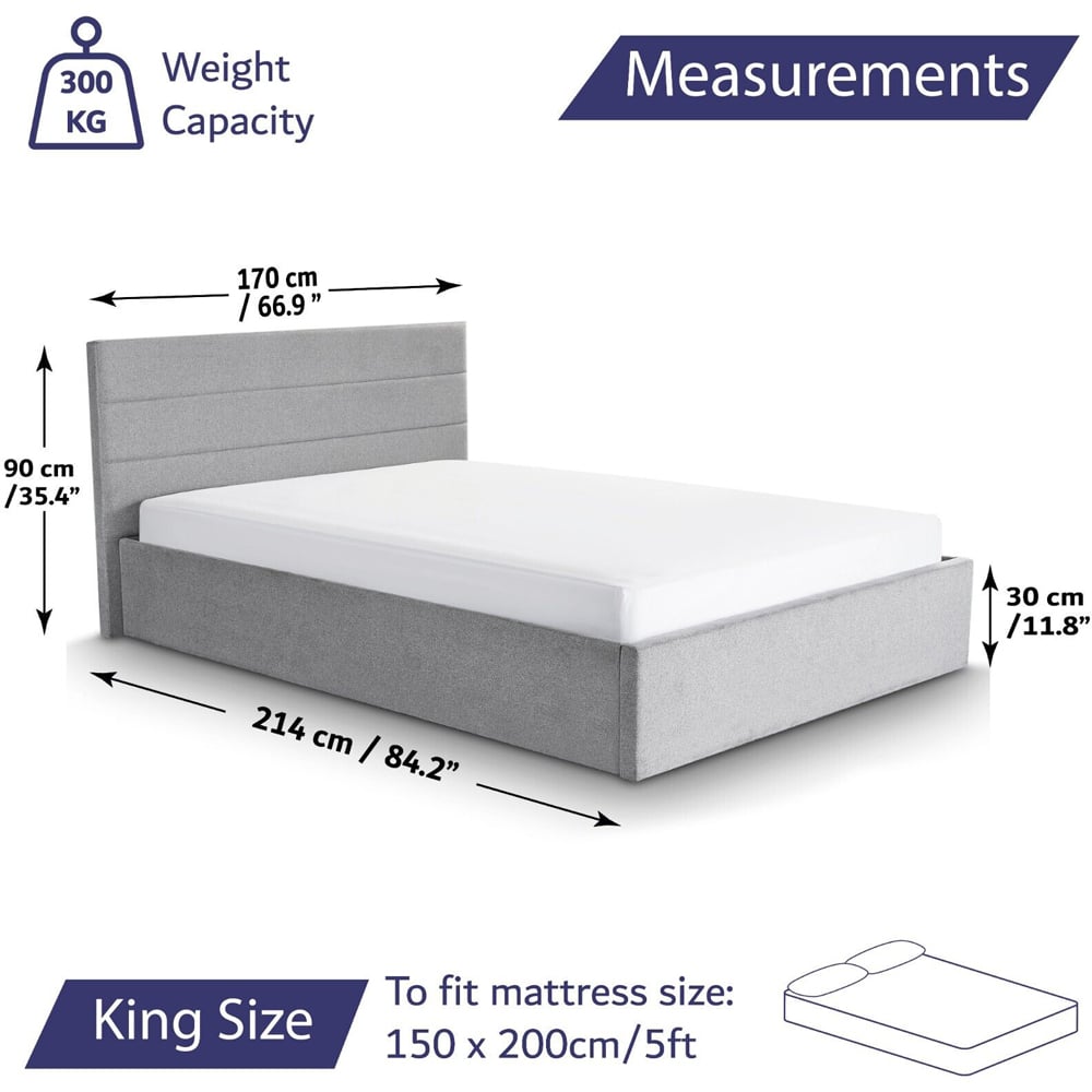 Home Treats King Size Grey Bed Frame Image 9
