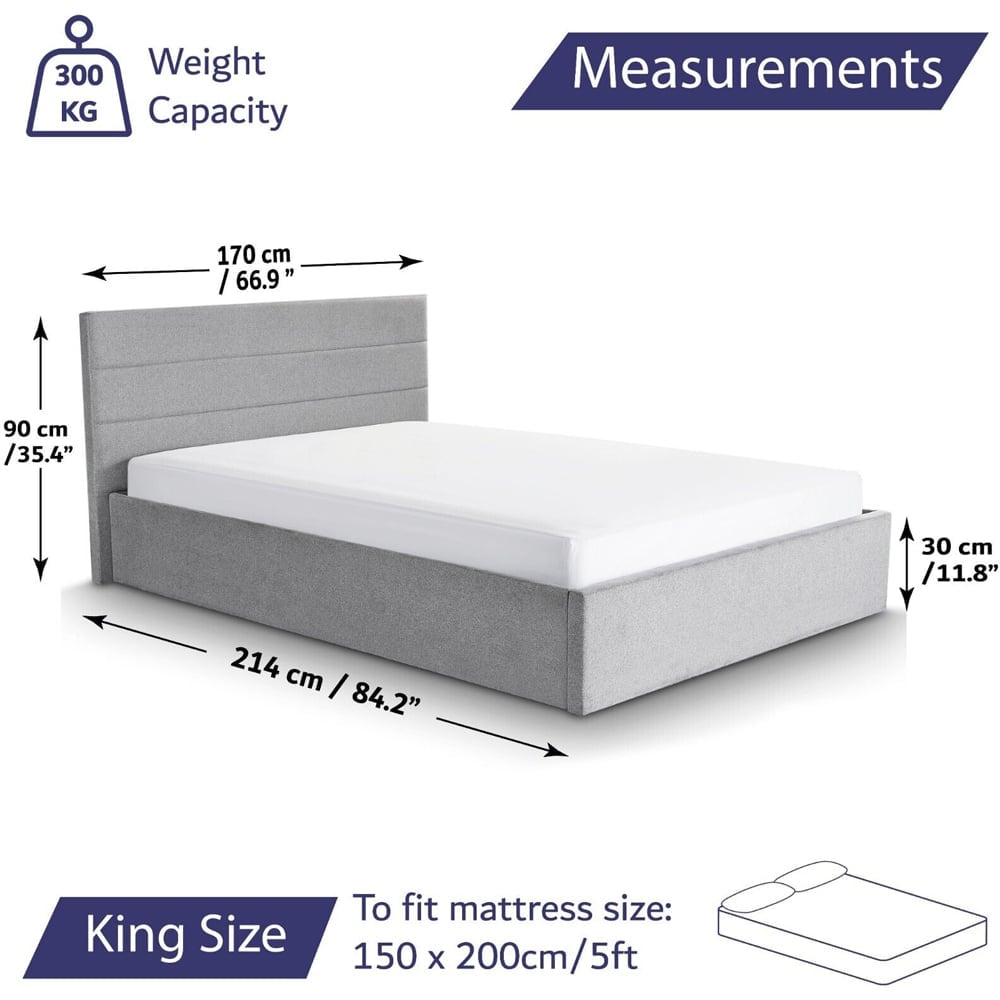 Home Treats King Size Grey Bed Frame with Mattress Image 9