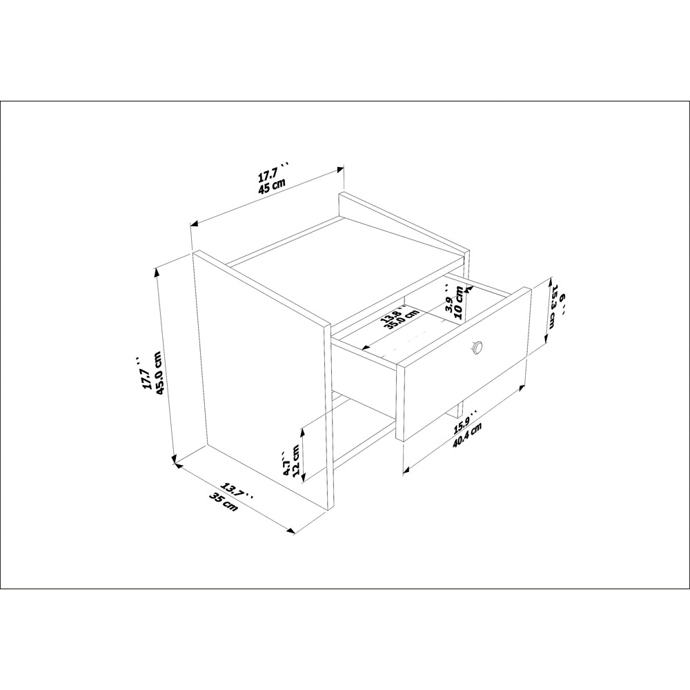 Decorotika Berlin Single Drawer Single Shelf Walnut and Hazeran Bedside Table Image 8