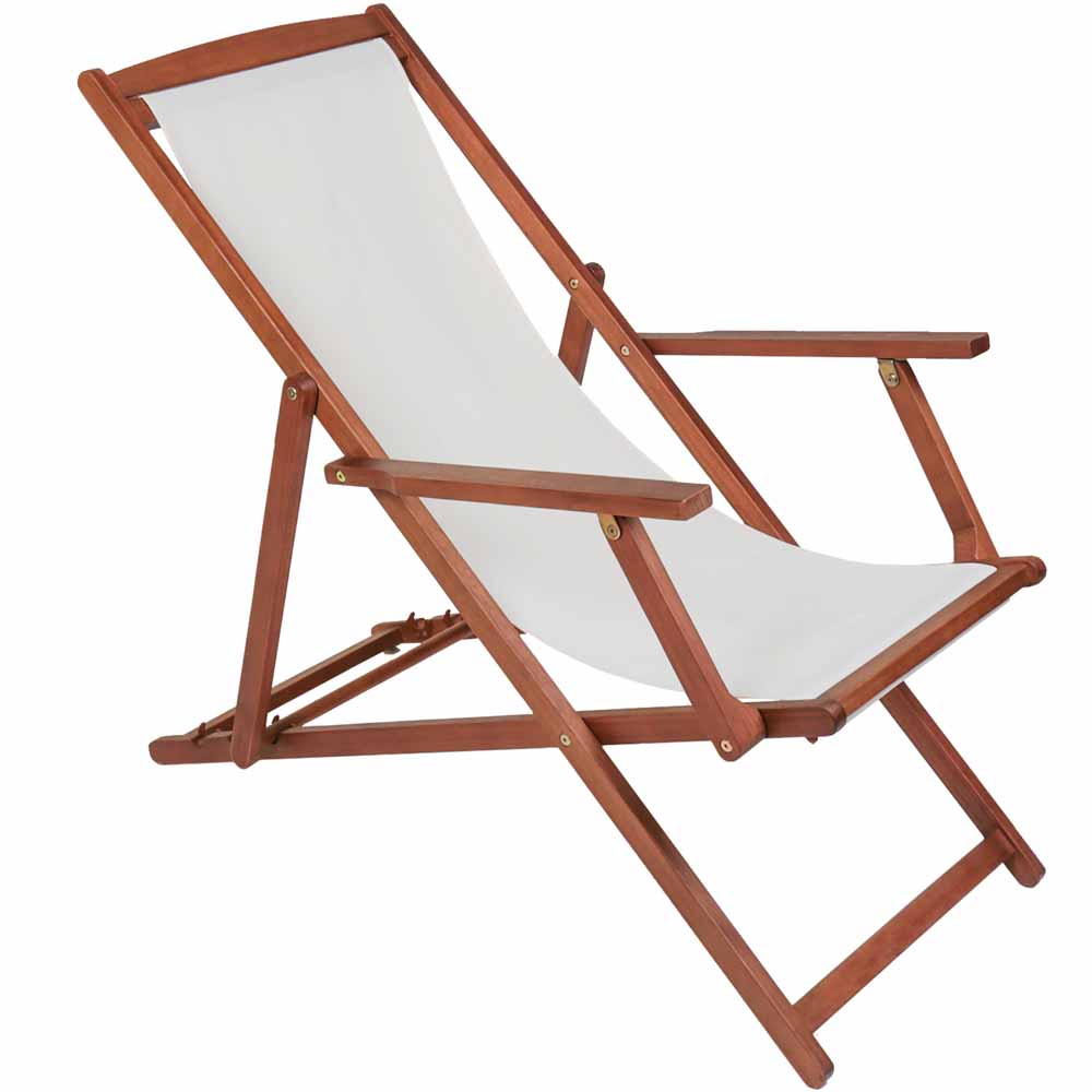 Charles Bentley Cream Eucalyptus Wooden Deck Chair Image 3