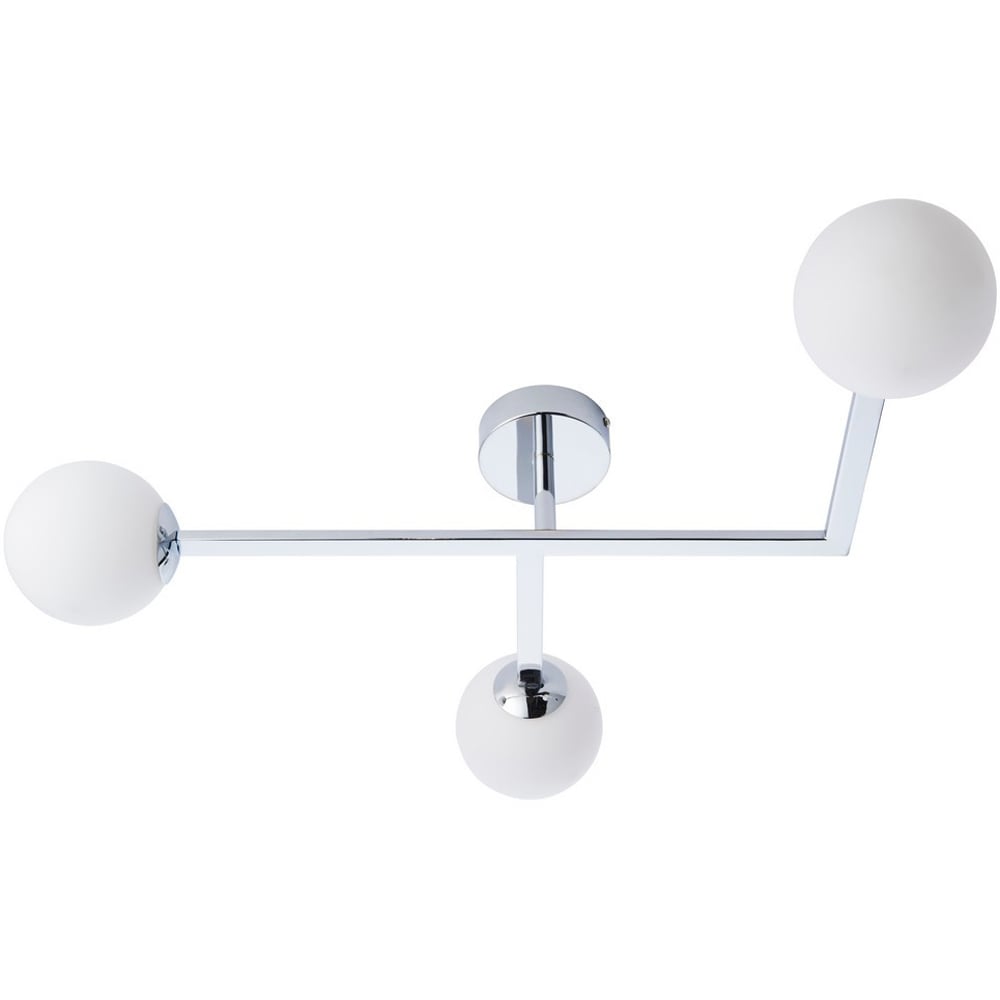 Merano Riomaggiore Matt Opal Glass Shade Semi Flush Chrome Plate 3 Light Ceiling Light Image 1