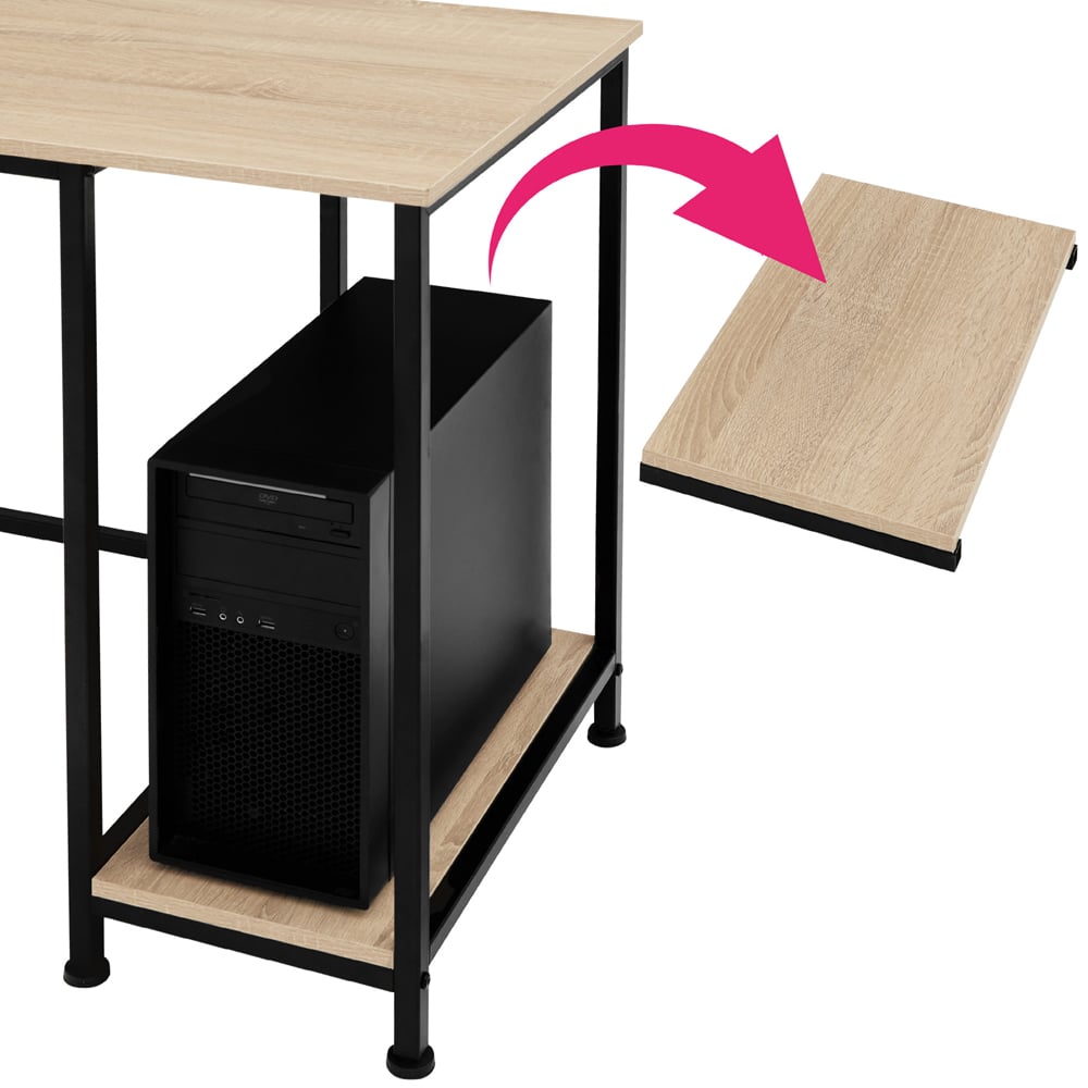 tectake Hamilton 2 Shelf Light Wood Oak Sonoma L Shaped Desk Image 4