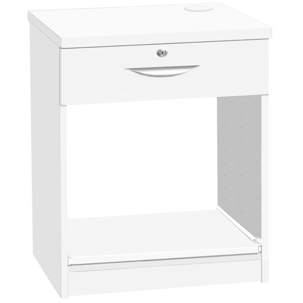 R White Cabinets Single Drawer Printer Desk Stand White Image 2
