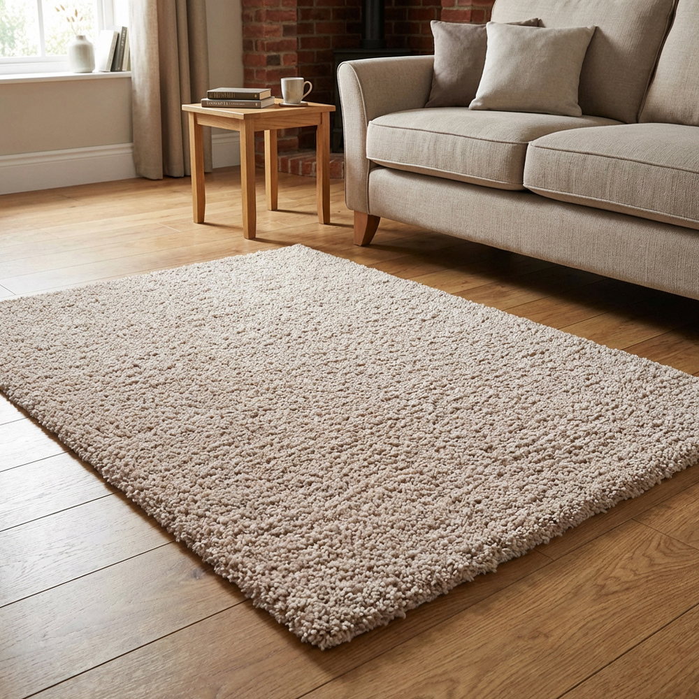 Kingston Textured Rug - Champagne / 100cm | Homebase
