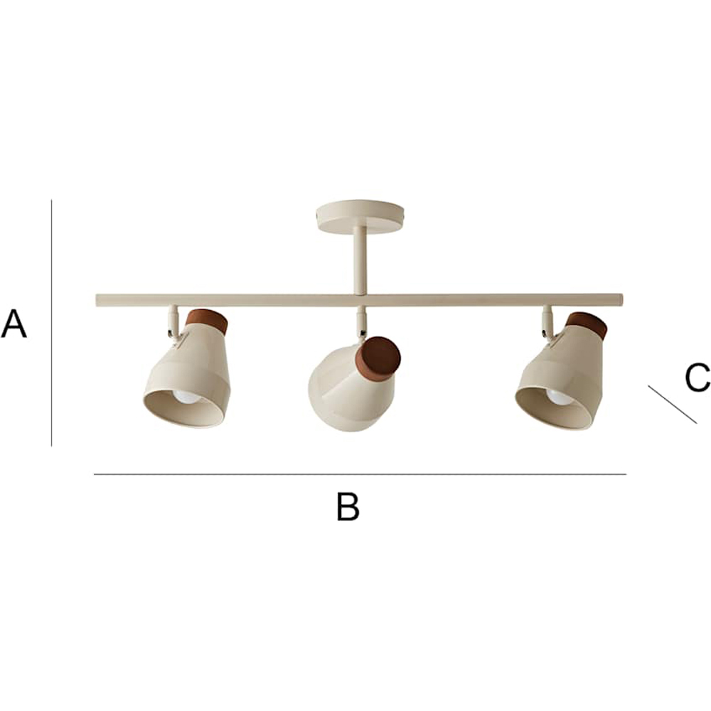 ValueLights Parker 3 Way Cream and Walnut Ceiling Light and Bulbs Image 8