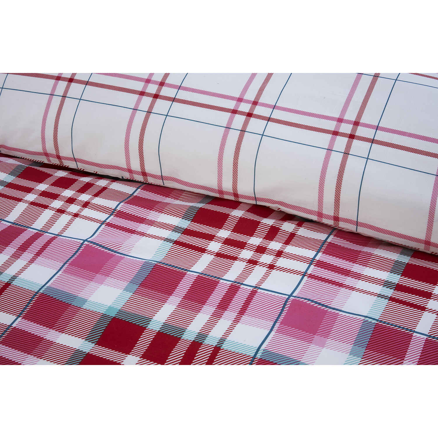 Ailsa Check Duvet Cover and Pillowcase Set - Pink / King Image 4