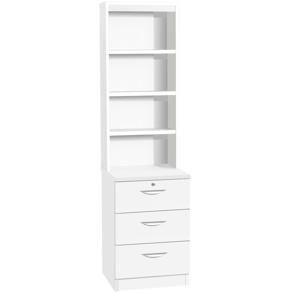 R White Cabinets 3 Drawer 4 Shelf White Storage Unit with Hutch Image 2