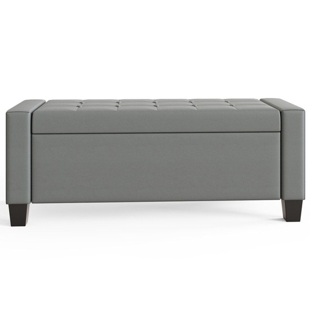 GFW Verona Grey Faux Leather Ottoman Storage Bench Image 3