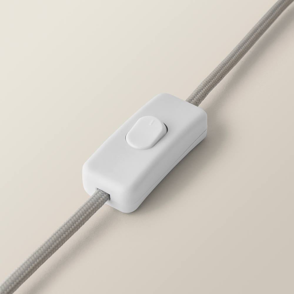 ValueLights Reid Linen Drum Lamp Shade Stone Grey Ribbed Ceramic Large LED Table Lamp Image 4