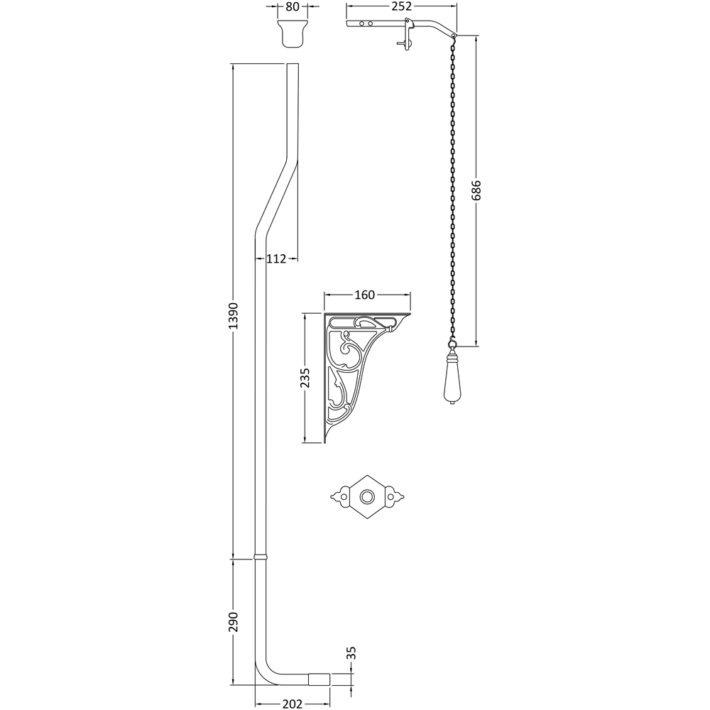 nuie Chrome High Level Flush Pipe Pack Image 2