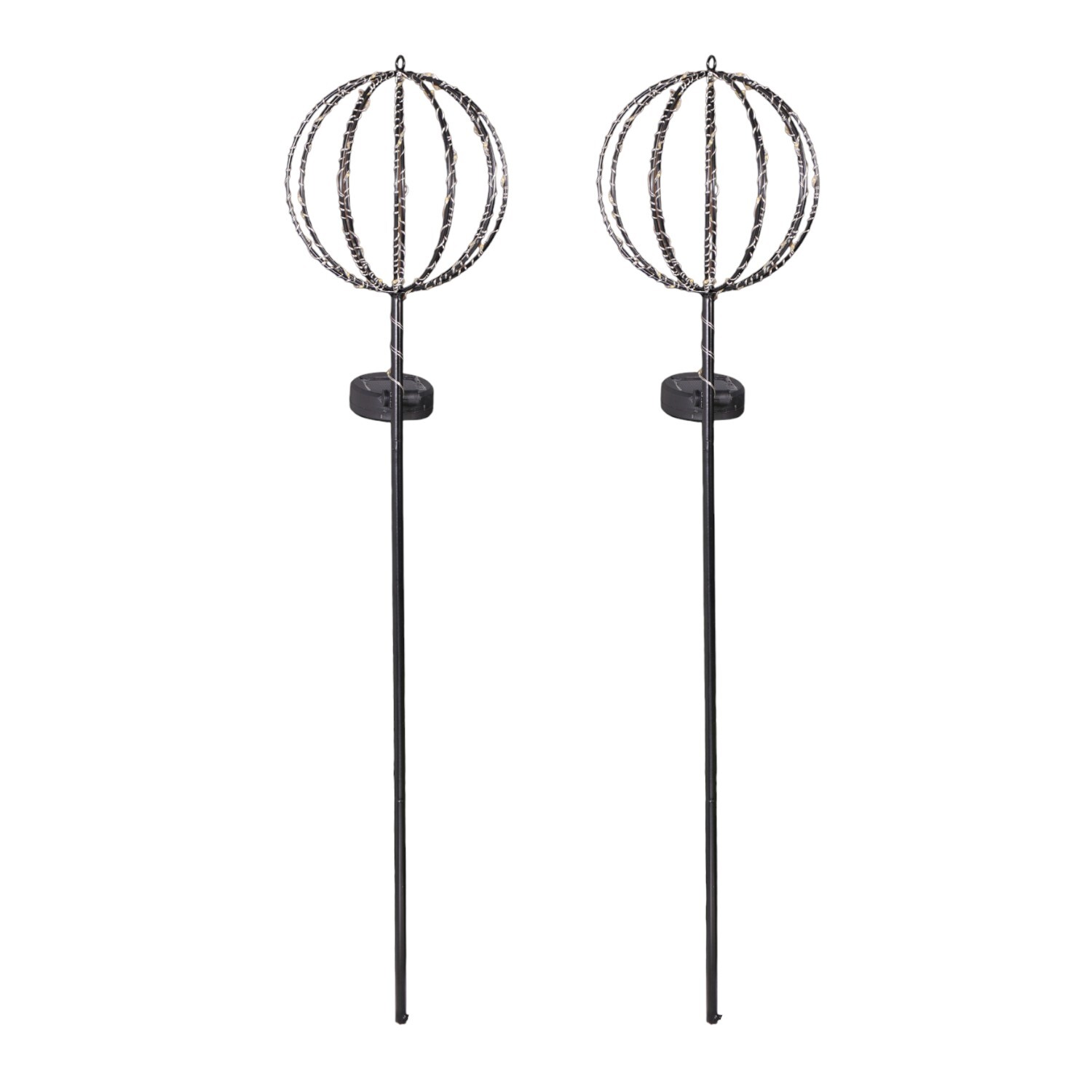 Pack of 2 Solar Sparkle Ball Stake Lights Black Image 6