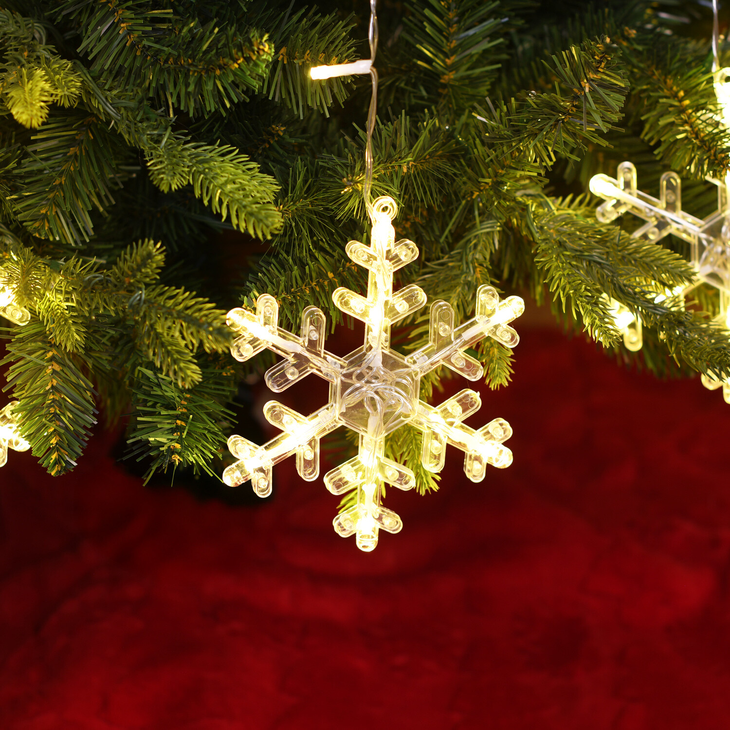 360 LED Falling Snowflake Tree Lights Warm White Image 3