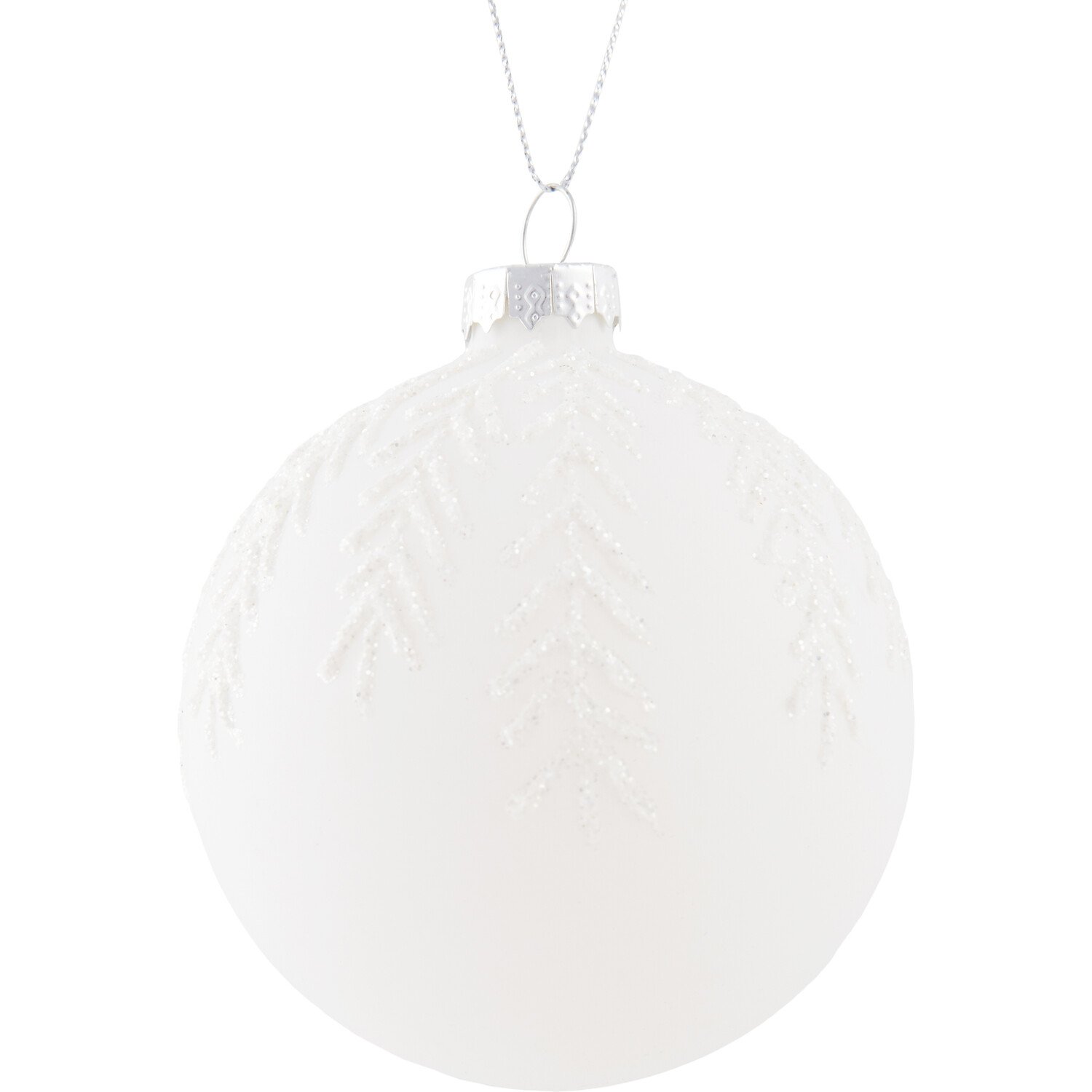 Glitter Leaf Bauble Matte White - Matt White Image 1