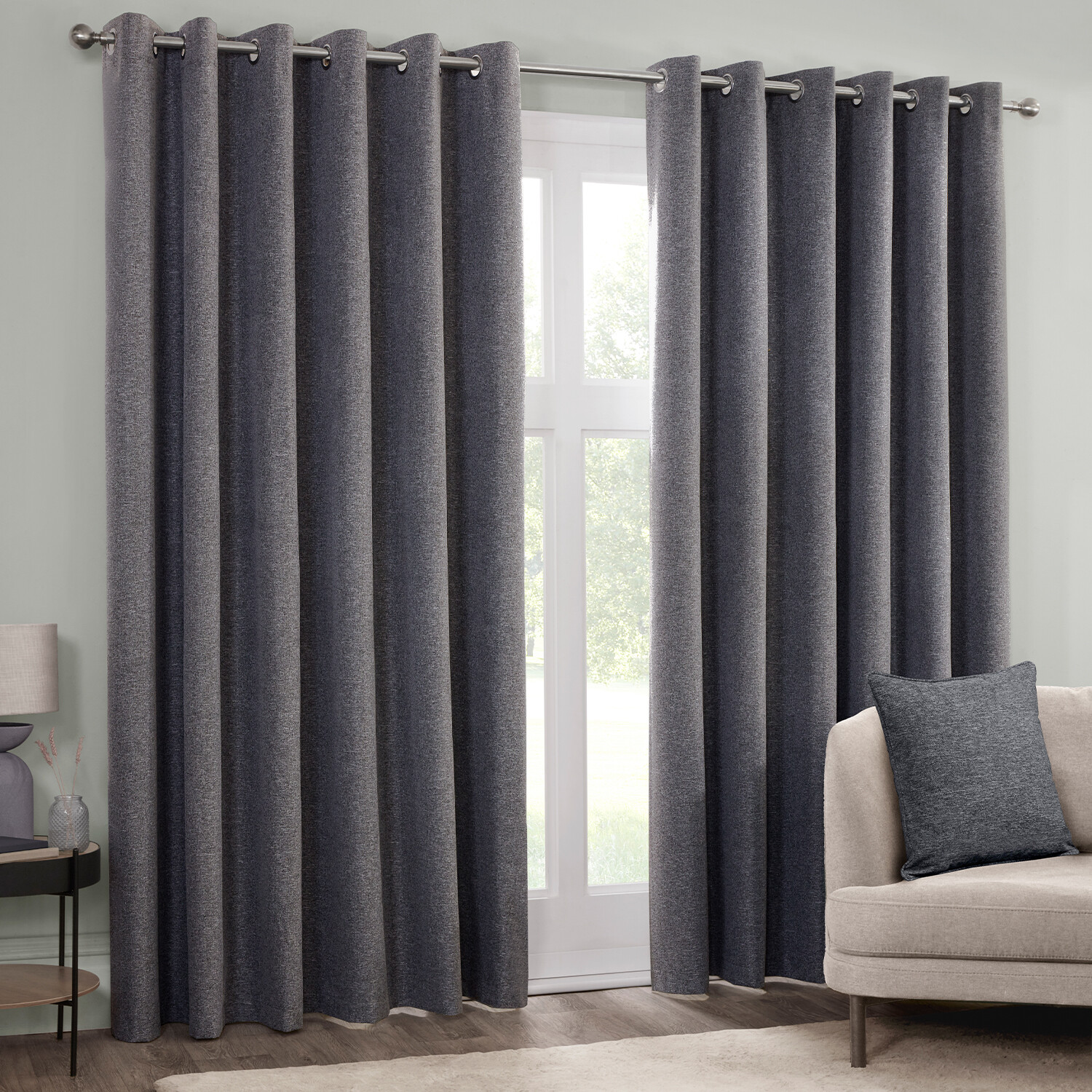 Dusk Eyelet Curtain Charcoal 168cm 183cm Image 2