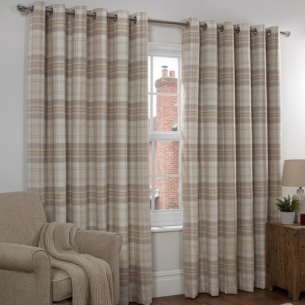 Divante Hatfield Natural Check Blackout Curtains 168 x 183cm Image 5