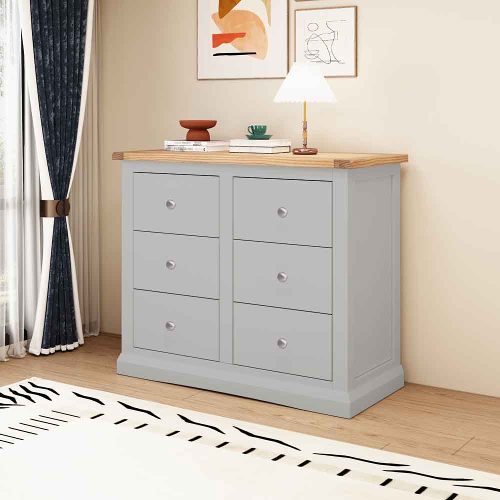 Cabinet Bits Rocca 6 Drawer Grey Chrome Knob Chest of Drawers Image 8