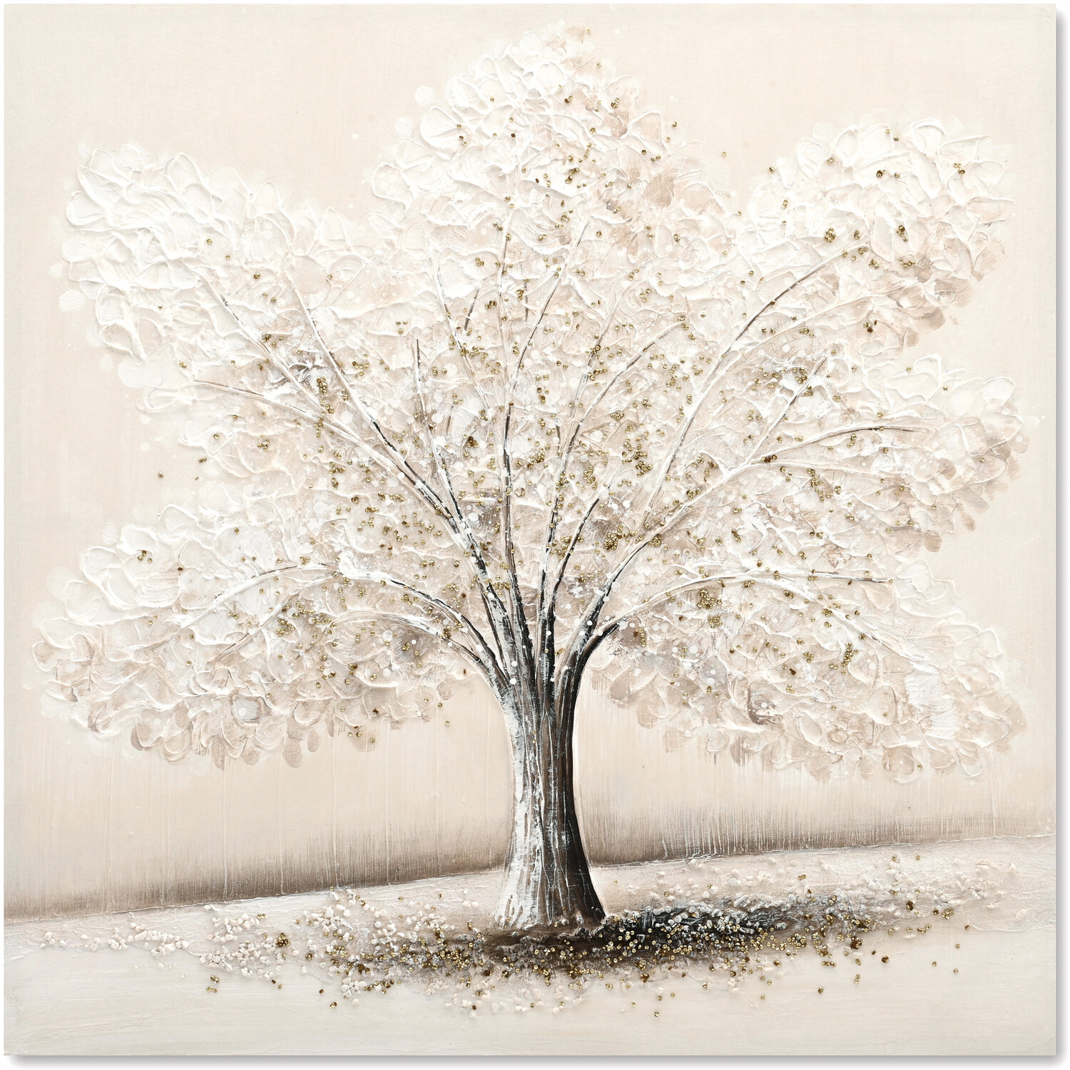 Gold Glitter Embellished Tree Canvas - Multicolour Image 1