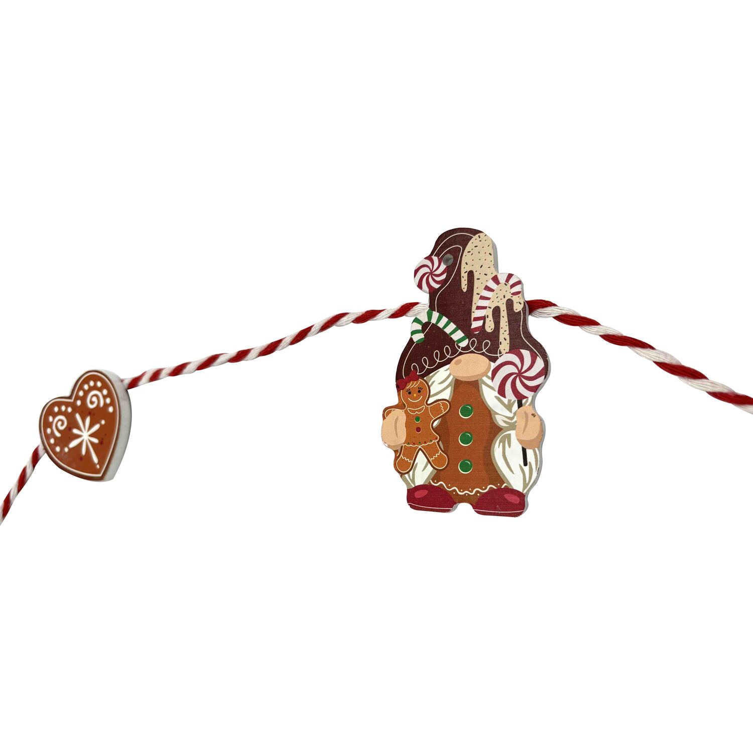 Wooden Gingerbread Garland - Brown Image 2