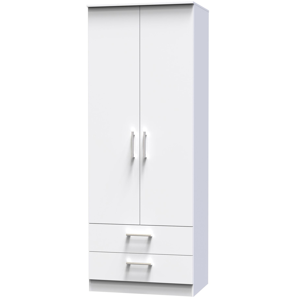 Crowndale Devon Ready Assembled 2 Door 2 Drawer White Matt Wardrobe Image 4