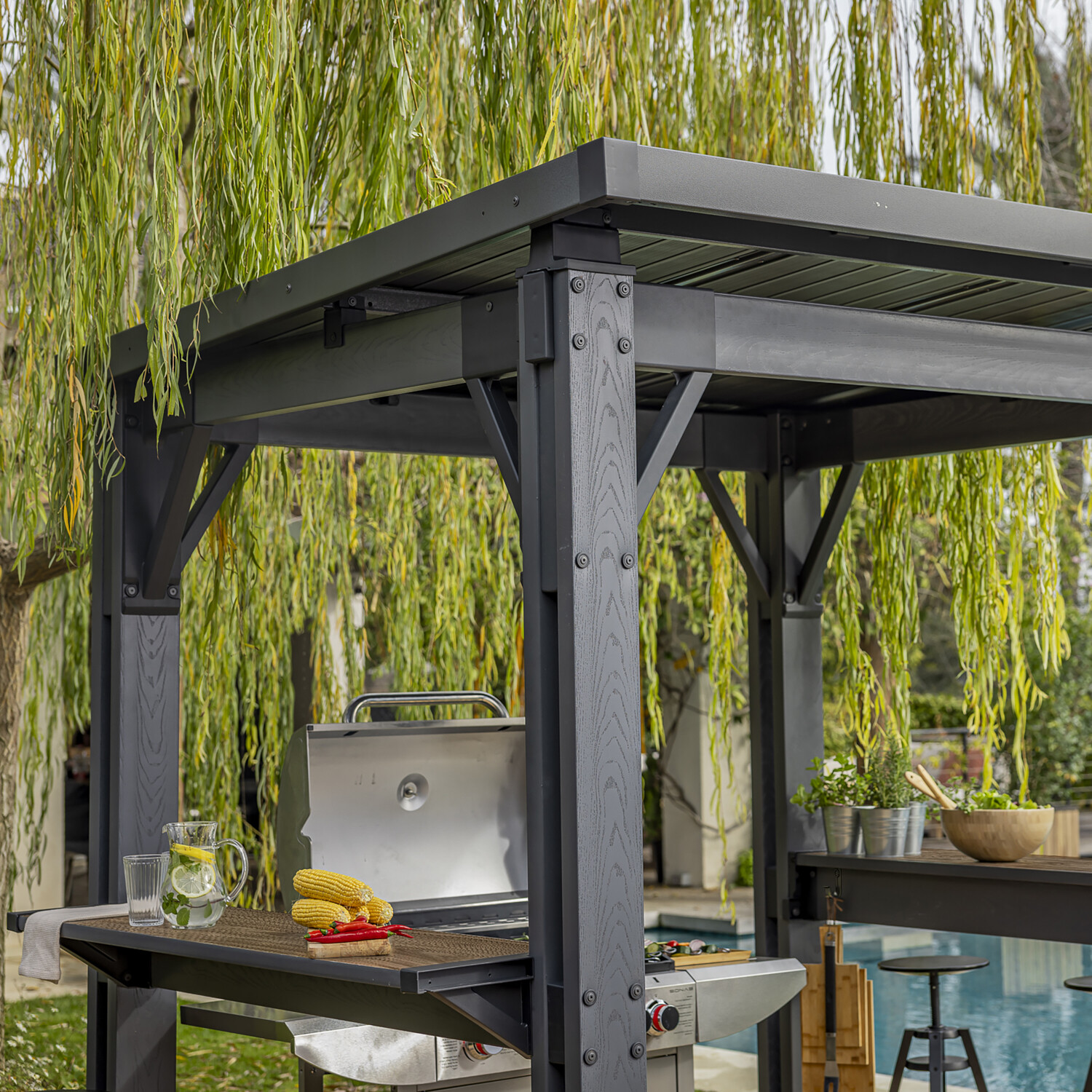 Deluxe 2.4 x 2.3m Grey Bar Gazebo Image 3
