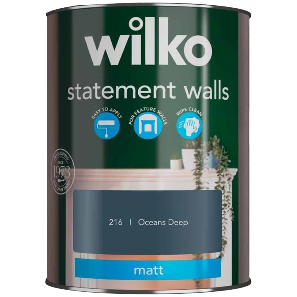 Wilko Statement Walls Oceans Deep Matt Emulsion Paint 1.25L Image 2