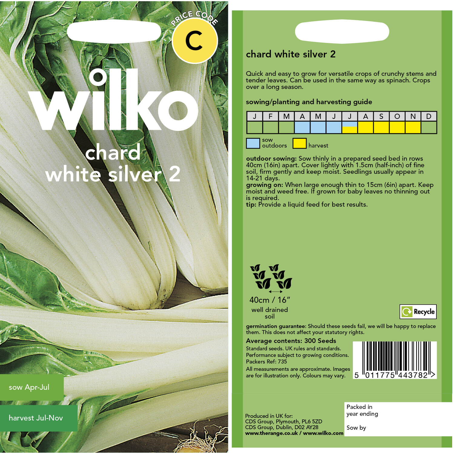 Wilko Chard White Silver Seeds Image 3