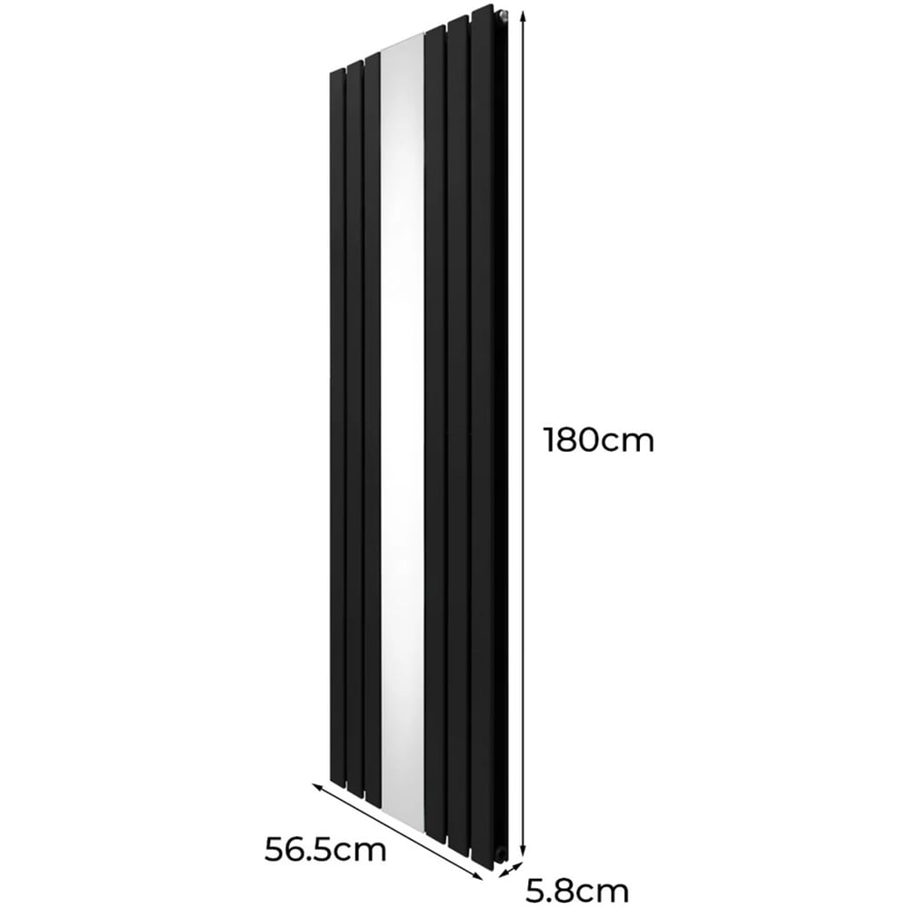 Monster Shop 8092BTU Black Flat Panel Mirror Radiator 1800 x 565mm Image 6