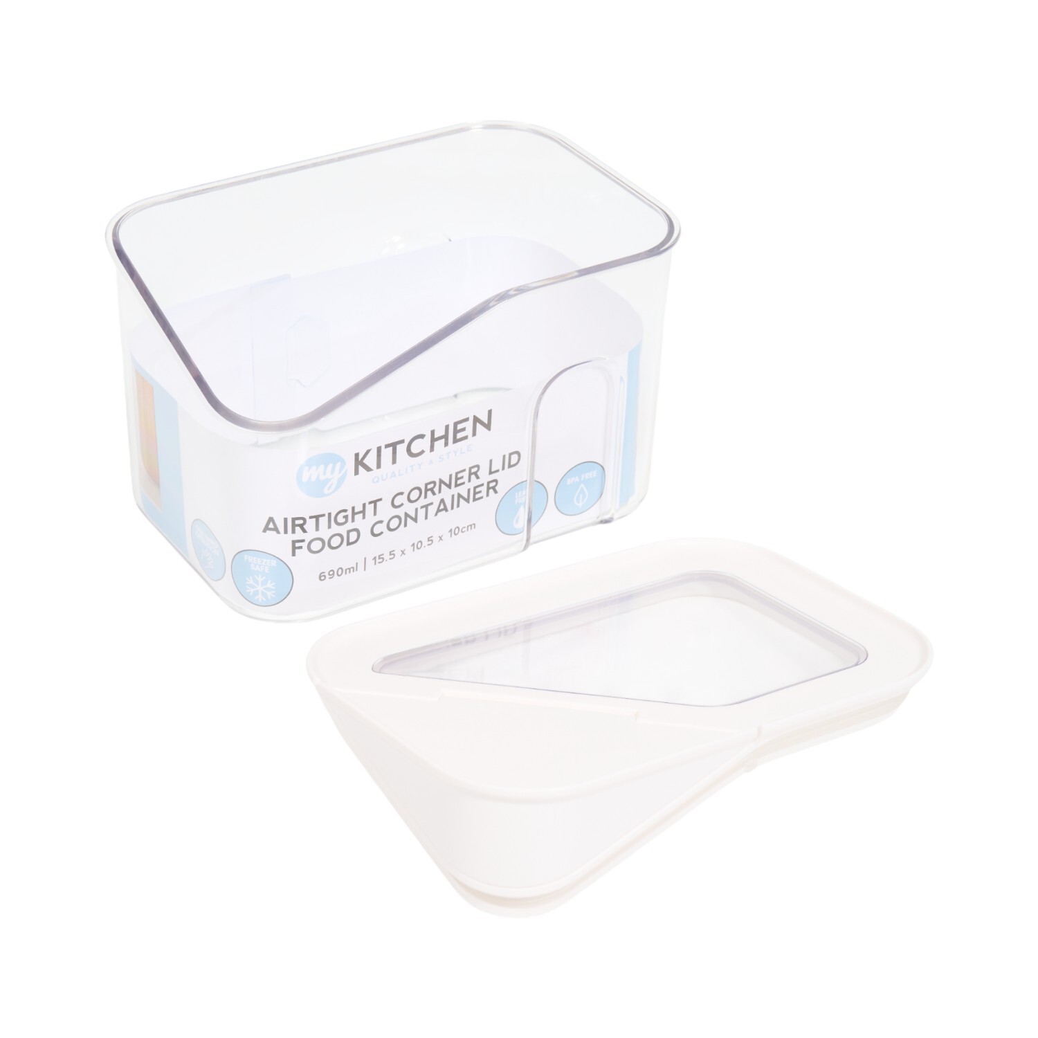 Airtight Corner Lid Food Container Clear 690 ml Image 6