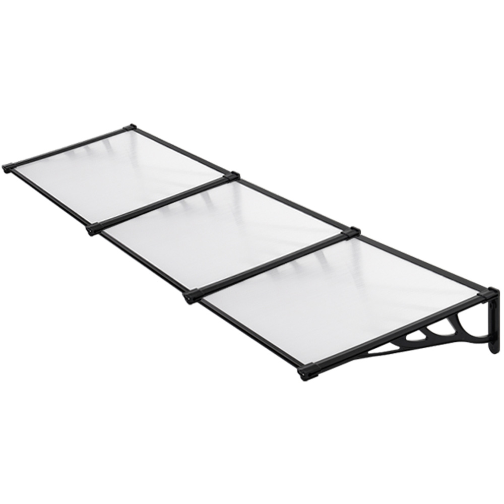 Living and Home Black Window and Door Awning Canopy with Brackets 90 x 270cm Image 2