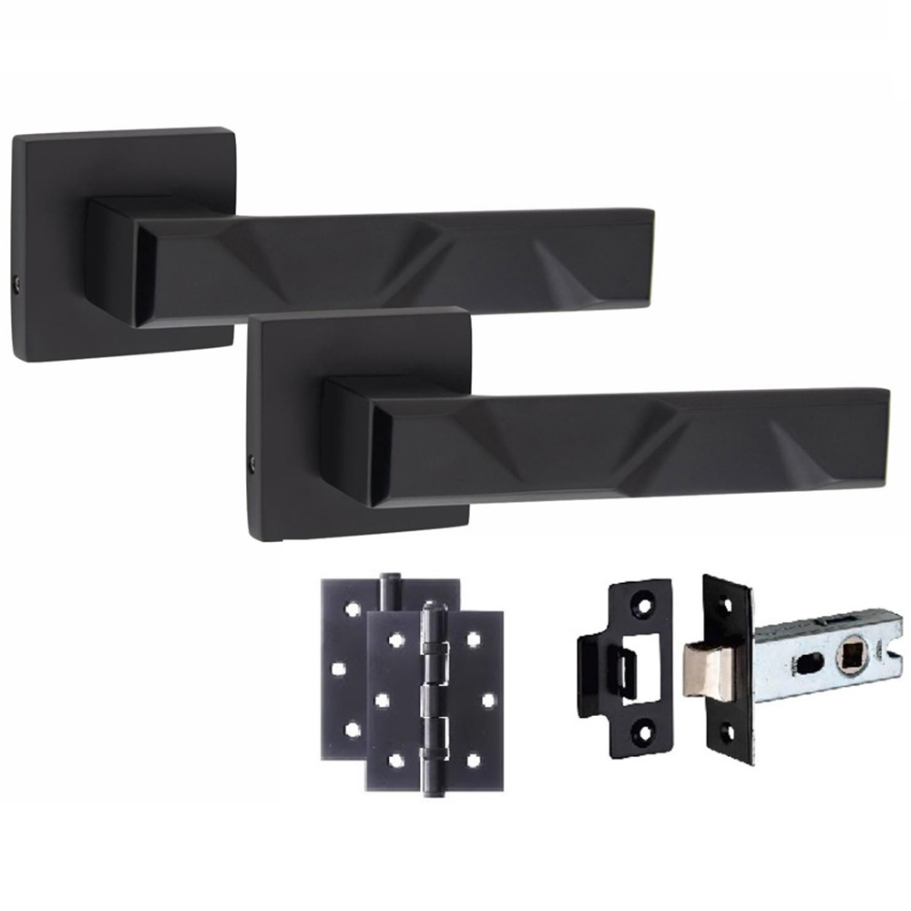 Golden Grace Matt Black Modern Nova Door Handle Set 5 Pack Image 2