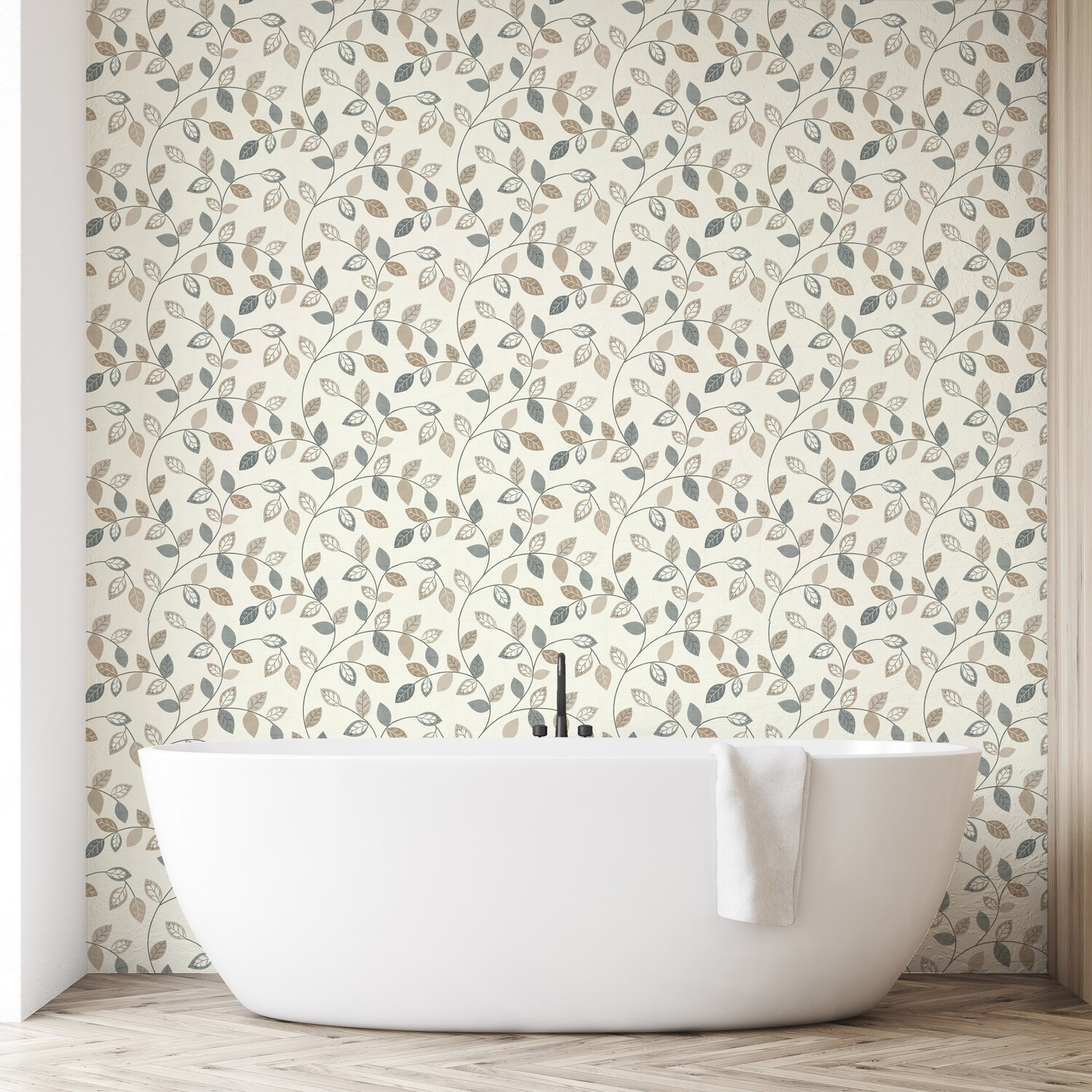 Japandi Leaf Trail Wallpaper - Natural Image 5