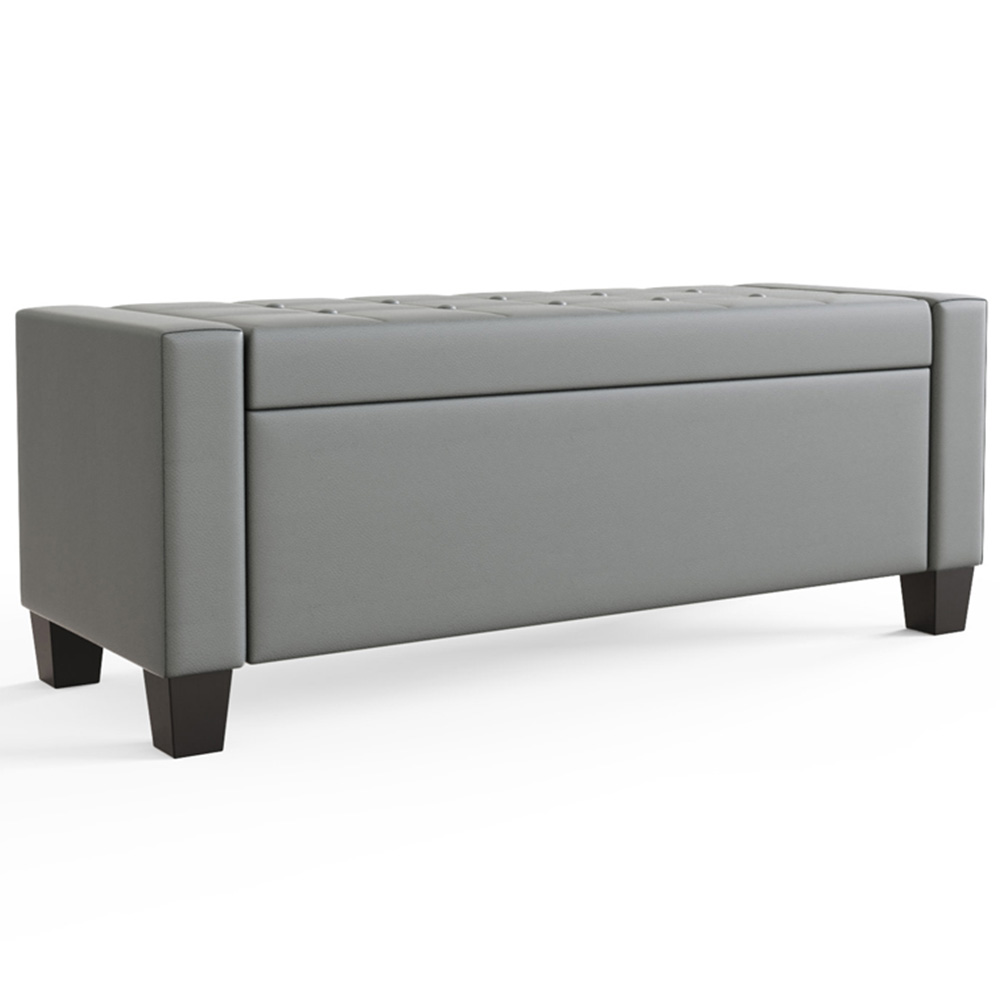 GFW Verona Grey Faux Leather Ottoman Storage Bench Image 2