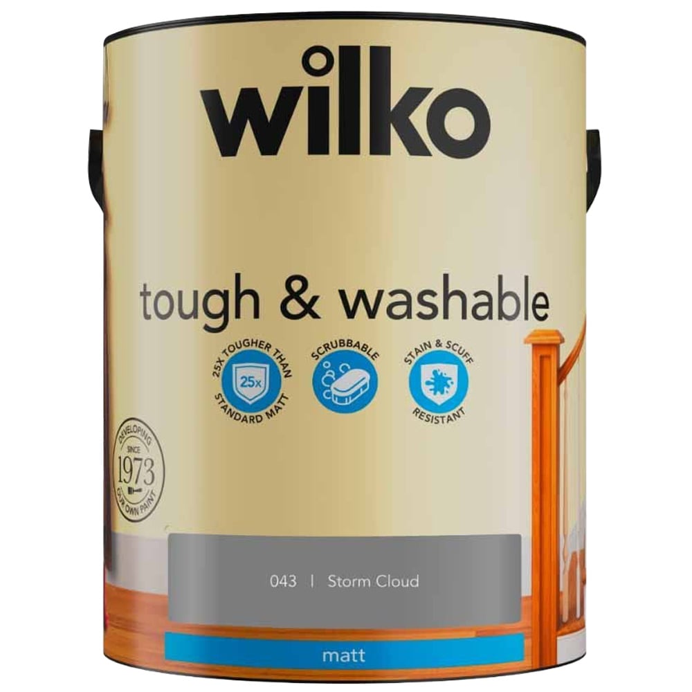 Wilko Tough & Washable Storm Cloud Emulsion Paint 5L Image 2